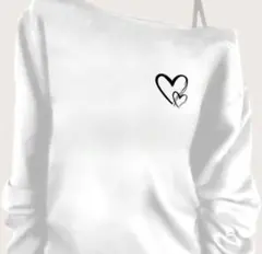 オフショルダー ホワイト Tシャツ ハート