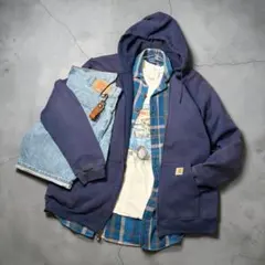 US企画 Carhartt フルジップパーカー 茄子紺 フェード ライトアウター