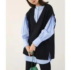 SLOBE IENA 2way ニットベスト ネイビー トップス