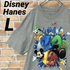 Disney Hanes アニメ ミッキーマウス ビッグプリント 半袖 Tシャツ