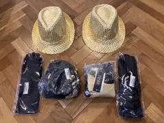 Agoky ダンス衣装　レオタード、帽子、手袋　3点セット　×2個　ゴールド