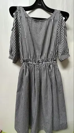 オフショルダー チェック柄 ミニワンピース Mサイズ