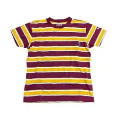 PUMA ボーダーTシャツ　ポケット　イエロー　レッド　レディースL 8cのサムネイル