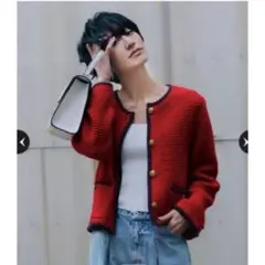 アルページュストーリー　配色ツイードニットジャケット