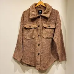 シーソノロサンゼルス 無地 ボアシャツ レギュラーカラー 長袖 ラウンド裾 XL