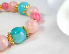 大人気！44.再販.虹大玉アクアマリン♡ピンクマイカ♡ディープローズクォーツ