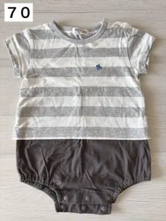POLO Baby グレー ストライプロンパース　半袖70