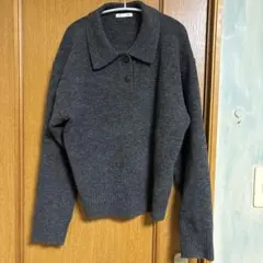 GU パフニットポロシャツ　ダークグレー　357432