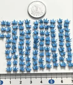 1cm極小 ミニ折り鶴 100羽 青色のみハンドメイド レジン封入パーツ 糸なし