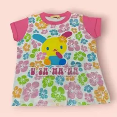 新品タグ付き 100 U-SA-HA-NA Tシャツ ハイビスカス柄のサムネイル