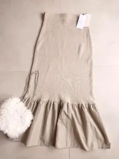 未使用OPAQUE.CLIPコットン混異素材マーメイドニットスカート