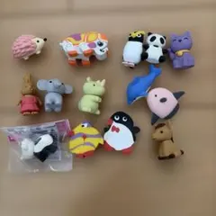 動物キャラクター消しゴム14個セット