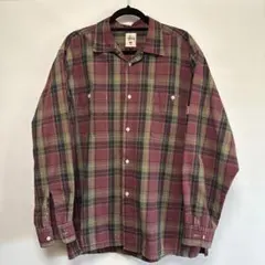 old stussy 90s 白タグ 開襟 チェックシャツ アメリカ製 L