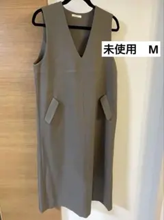 0487 CLASSICAL ELF ポケット付Vネックワンピースモカ　M