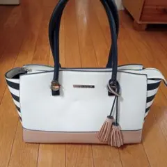 Laura Ashley ストライプ ハンドバッグUSED品