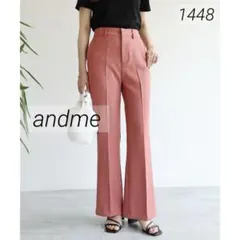 1448 美品 andme とろみ素材 フレア カラーパンツ