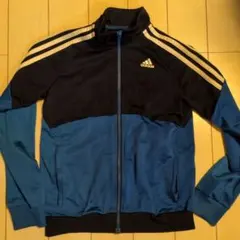 adidas ジップアップジャケット 青黒 100%ポリエステル