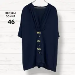 【BENELLI DONNA】半袖ブラウス 前ボタン イタリア製 46 2831