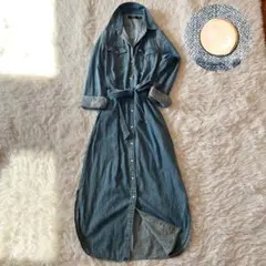 極美品✨ ローレンラルフローレン デニムシャツワンピース マキシ丈 大きいサイズ