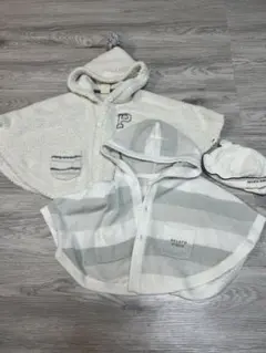 ジェラートピケ　ベビーポンチョ２つ　ベビー帽子