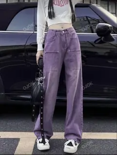 SHEIN ハイウエスト ワイドレッグジーンズ