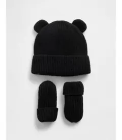 CashSoft カシミヤタッチ くまさん ビーニー＆ミトンセット