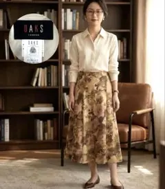 DAKS LONDON フレアスカート花柄 ウール100% ウェスト80-103のサムネイル