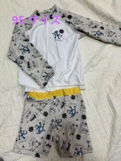 95サイズ 男の子 恐竜水着ラッシュガードセット