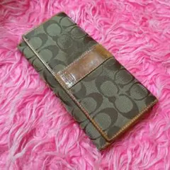 コーチブラウン ロゴ柄 長財布