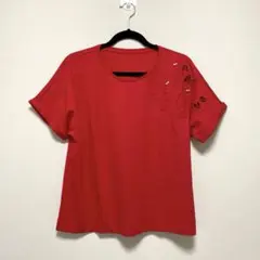 トップス　レッド　アンドラブ　Tシャツ　カットソー