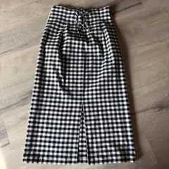 GU ブラック・ホワイトチェック ロングスカート