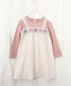 【新品タグ付き】アプレレクール　クロッシェ　花柄　ワンピース　ピンク　80cm