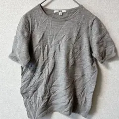 UNIQLO 【M】半袖ニット グレー レディース 夏 シンプル