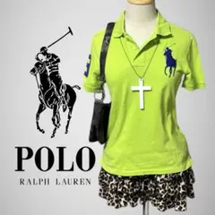 美品✨ POLO by ラルフローレン ポロシャツ ビックポニー 黄緑 Y2K