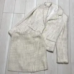 美品 スーツ ツイード M L フォーマル 入学式 卒業式 セットアップ