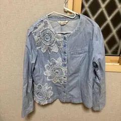 ❤️週末SALE❤️レストローズ❤️ ジッパー 半袖 デニムジャケット 