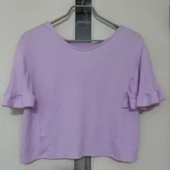VIS 前後2wayフレア袖ショート丈Tシャツ（パープル・Mサイズ）