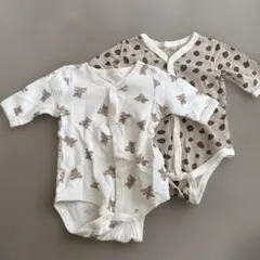 ロンパース2枚セット クマ・ドット柄　サイズ60