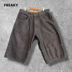 FREAKY　フリーキー　バギーパンツ　ハーフデニム　刺繍ロゴ　 34　B系のサムネイル
