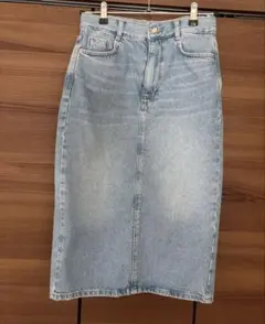 ZARA ライトブルー デニムタイトスカート
