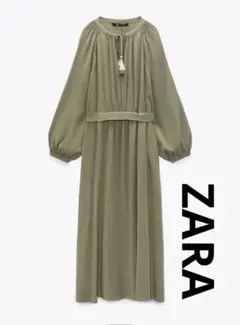 ZARA オリーブグリーン ロングワンピース　M