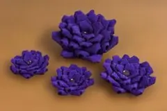 つまみ細工 花 パーツ 特価品　紫　パープル　すみれ色　４点セット