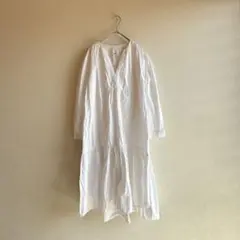 GAP コットン ホワイト Vネック ロングワンピース 長袖 XS 春夏