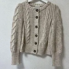 GAP ケーブル編み ニットカーディガン ベージュ