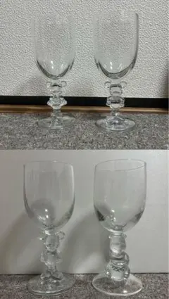 ミッキー ＆ミニー & くまのプーさんデザイン ワイングラス 4個セット