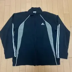 adidas ブラック ナイロンジャケット トラックジャケット