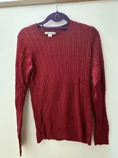 amazon essentials ケーブル編み赤ニットセーター XS