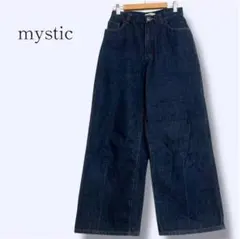 【ミスティック】デニムワイドパンツ 綿100% センタープレス ポケット付き