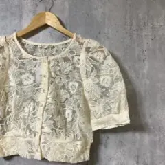 新品　continuer de NICE CLAUP 花柄　刺繍 レースブラウス