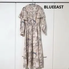 BLUEEAST フリーサイズ　ベージュマルチカラー　プリント柄ロングワンピース